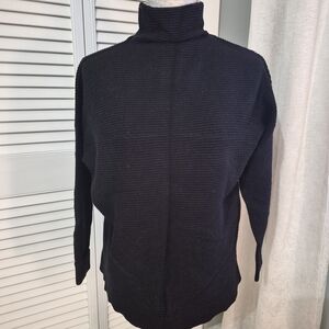 Chelsea & Theodore Black Ribbed Turtleneck Sweater